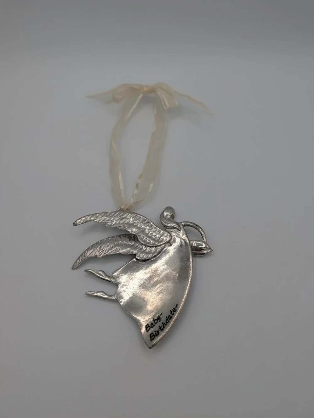 Pewter Angel Mother and Baby Ornament Hanging Wall Decor Inscribed Sentiment T
